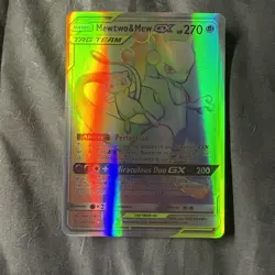 2019 Pokemon Unified Minds Mewtwo & Mew GX 242/236 Rainbow Secret Rare Holo - Image 2