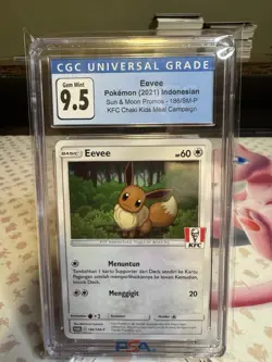 CGC 9.5  Pristine Eevee 186/SM-P Chaki KFC Indonesian Promo Pokemon Card - Image 1