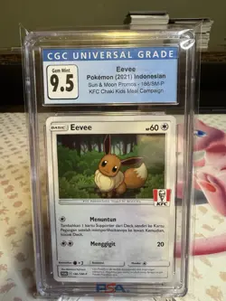 CGC 9.5  Pristine Eevee 186/SM-P Chaki KFC Indonesian Promo Pokemon Card - Image 3