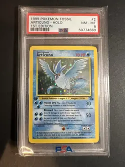 1999 POKEMON FOSSIL 1ST EDITION #2 ARTICUNO-HOLO PSA 8 - Image 1