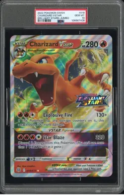 2022 Pokemon SWSH Brilliant Stars Charizard Vstar - JUMBO #018 - PSA 10 - Image 1