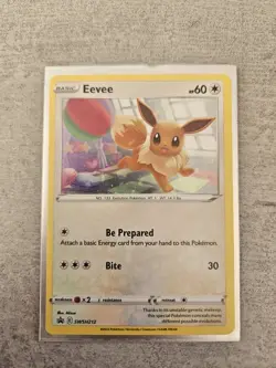 Pokemon Card Eevee SWSH212 Black Star Promo Sword & Shield Holo Rare NM - Image 1