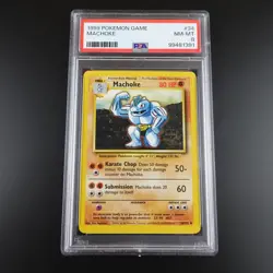 PSA 8 Machoke 34/102 Base Set 1999 Non Holo Pokemon Card - Image 1