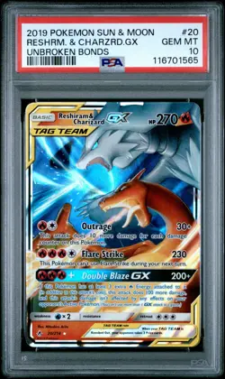 2019 Pokémon Unbroken Bonds Reshiram & Charizard GX #20/214 PSA 10 GEM MINT 💎 - Image 4