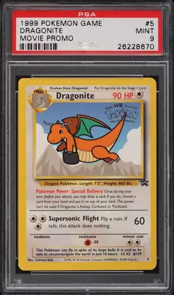1999 Pokemon Movie Promo Dragonite #5 PSA 9 MINT - Image 1