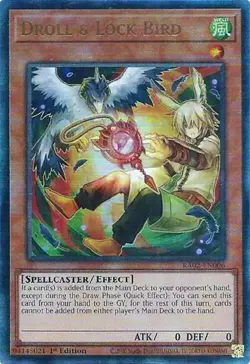 Droll & Lock Bird RA02-EN006 Ultimate Rare Near Mint 1st Edition Yugioh Alt Art - Image 1