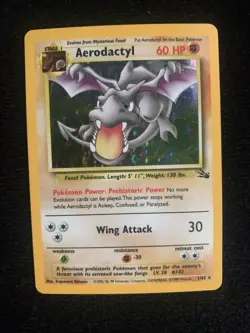 PokÃ©mon TCG Aerodactyl Fossil Holo Card 1/62 Unlimited Rare LP Condition Vintage - Image 1
