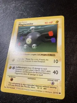 Pokemon Card Shadowless Magnemite 53/102 1999 WOTC Vintage Base Set - Image 5