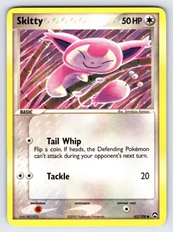 Skitty 62/108 2007 EX Power Keepers Pokemon Card TCG Komiya Artwork Common Hp - Image 1