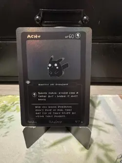BLACKOUT 1st Edition Pokederp Achu Pikachu 10/25 Fan Art Custom Derpy Card - Image 1