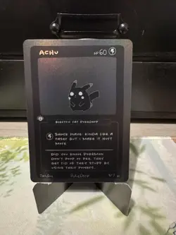 BLACKOUT 1st Edition Pokederp Achu Pikachu 10/25 Fan Art Custom Derpy Card - Image 3