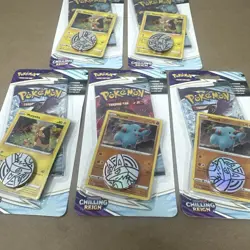 Lot of 5 Pokémon Chilling Reign Blister Packs w/ Promo Cards & Coins SEALED - Image 3