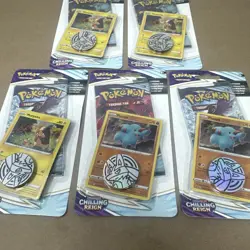 Lot of 5 Pokémon Chilling Reign Blister Packs w/ Promo Cards & Coins SEALED - Image 7