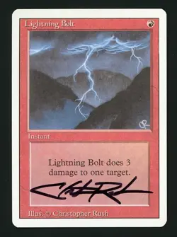 Signed Christopher Rush - Lightning Bolt - Revised 3rd Edition - MTG (A) - Image 1