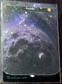 MTG Swamp - Galaxy Foil - Borderless - Unfinity #493 NM/M Never Played - Image 1