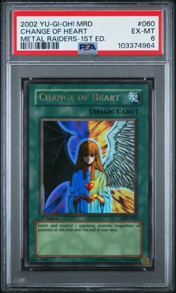 2002 Yu-Gi-Oh! Change Of Heart Metal Raiders MRD 1st Edition Ultra Rare PSA 6 - Image 1