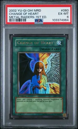 2002 Yu-Gi-Oh! Change Of Heart Metal Raiders MRD 1st Edition Ultra Rare PSA 6 - Image 3
