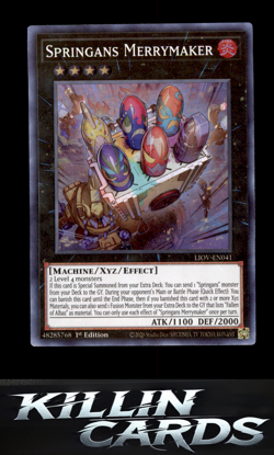1st Edition Springans Merrymaker LIOV-EN041 YuGiOh Super Rare Lightning Overdriv - Image 3