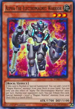 YUGIOH ALPHA THE ELECTROMAGNET WARRIOR SUPER RARE 1ST NM CONDITION SDMY-EN001 - Image 1
