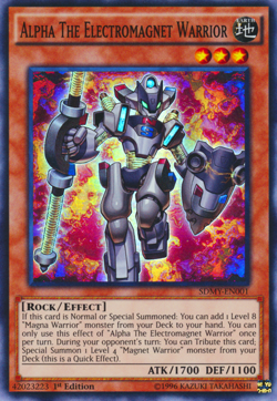 YUGIOH ALPHA THE ELECTROMAGNET WARRIOR SUPER RARE 1ST NM CONDITION SDMY-EN001 - Image 2