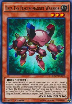 YUGIOH BETA THE ELECTROMAGNET WARRIOR SUPER RARE 1ST NM CONDITION SDMY-EN002 - Image 1