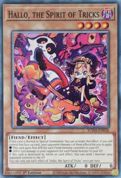YuGiOh Hallo, the Spirit of Tricks SUDA-EN026 Common 1st Edition - Image 2