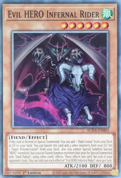 YuGiOh Evil HERO Infernal Rider SUDA-EN003 Common 1st Edition - Image 2