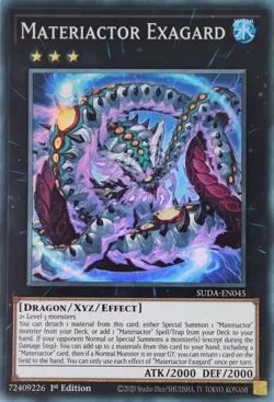 YuGiOh Materiactor Exagard SUDA-EN045 Super Rare 1st Edition - Image 2