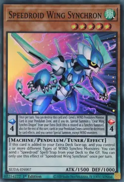YuGiOh Speedroid Wing Synchron SUDA-EN007 Super Rare 1st Edition - Image 1