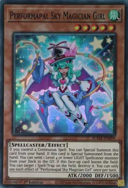 YuGiOh Performapal Sky Magician Girl SUDA-EN099 Super Rare 1st Edition - Image 1