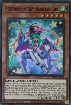 YuGiOh Performapal Sky Magician Girl SUDA-EN099 Super Rare 1st Edition - Image 2