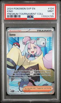 2024 POKEMON SVP EN-SV BLACK STAR PROMO IONO PREM TOURNAMENT #124 PSA 9 - Image 1