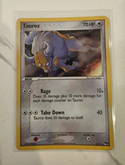 NM! Tauros 5/17 Holo Rare Promo Pop Series 2 Set Pokemon Card 2005 HOLO - NM - Image 1