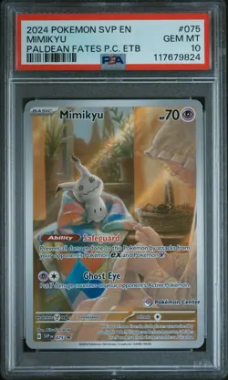 2024 POKEMON PALDEAN FATES POKEMON CENTER ETB PROMO SVP #075 MIMIKYU PSA 10 - Image 1