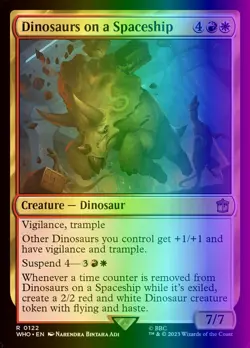 MTG Magic the Gathering Dinosaurs on a Spaceship (122/1208) Doctor Who LP FOIL - Image 2