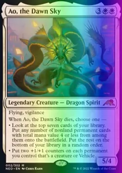 MTG Magic the Gathering Ao, the Dawn Sky (2/606) Kamigawa Neon Dynasty LP FOIL - Image 1