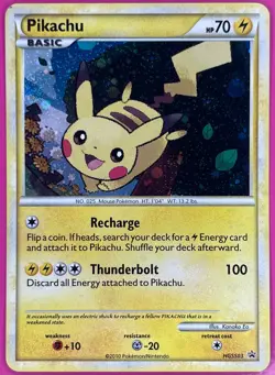 Pokémon PIKACHU HGSS03 HOLO FOIL PROMO BLACK STAR TCG Basic Card ~ 2010 MP - Image 5