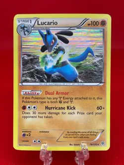 Pokémon TCG Lucario Black & White 78/135 Plasma Storm Holo Rare English 2012 LP - Image 1