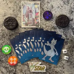 Pokemon Bundle Of Mewtwo! Mewtwo V Pokémon Go Card, X2 Oreos, Sleeves, And Coin! - Image 1