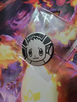 Eevee Jumbo Silver Mirror Holo Official Pokemon TCG Collectors Flip Coin New - Image 4