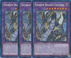 3x Yu-Gi-Oh! Thunder Dragon Colossus RA03-EN036 Secret Rare Playset - Image 1
