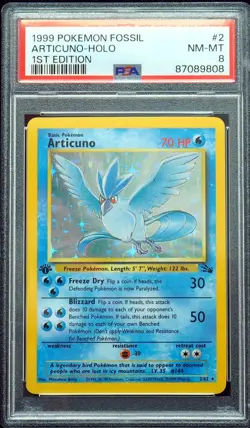 1st Edition Articuno 2/62 PSA 8 Fossil Holo Pokemon Card - Image 1