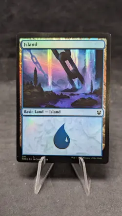 Island (281) FOIL - MTG  -Theros Beyond Death- Misprint & Miscut Alignment Dot B - Image 1