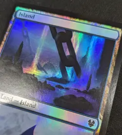 Island (281) FOIL - MTG  -Theros Beyond Death- Misprint & Miscut Alignment Dot B - Image 3