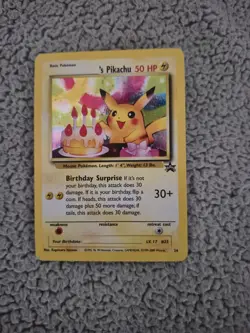 NM Pokemon _'s HAPPY BIRTHDAY PIKACHU Card BLACK STAR PROMO Set #24 Holo WOTC - Image 1
