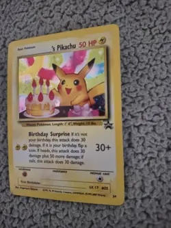 NM Pokemon _'s HAPPY BIRTHDAY PIKACHU Card BLACK STAR PROMO Set #24 Holo WOTC - Image 2
