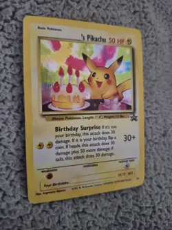 NM Pokemon _'s HAPPY BIRTHDAY PIKACHU Card BLACK STAR PROMO Set #24 Holo WOTC - Image 3