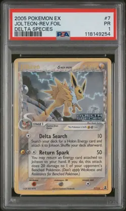 PSA 1 Jolteon 7/113 EX Delta Species 2005 Reverse Holo Rare Pokémon Card TCG - Image 3