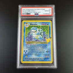 PSA 10 Blastoise 2/102 Celebrations Classic Collection Holo Graded Pokemon Card - Image 1
