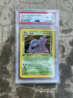 1999 Pokémon TCG Fossil Muk Holo Rare Card 13/62 PSA Graded 8 - Image 1